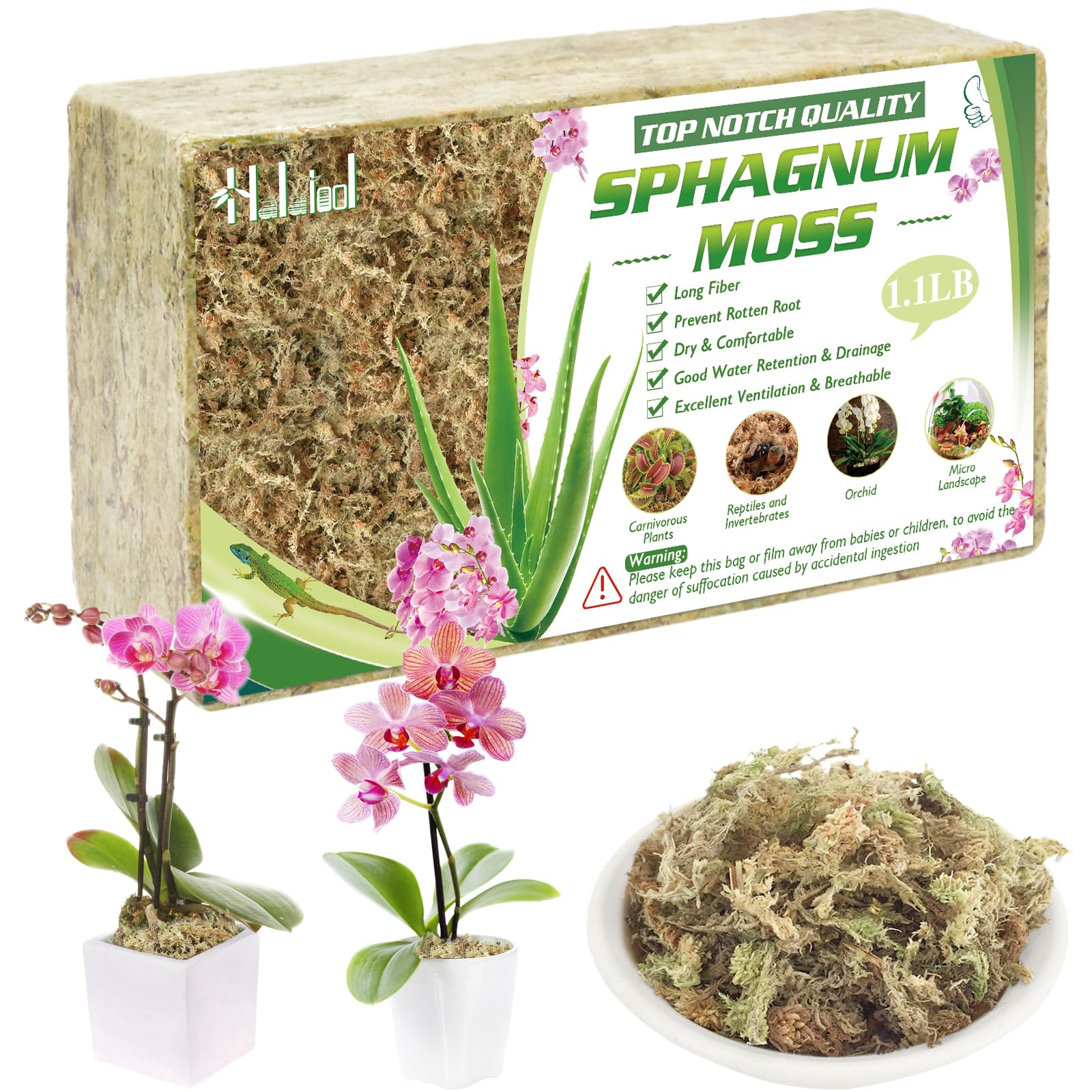 1.1LBS Natural Sphagnum Moss for Plants 25 QT Premium Peat Moss